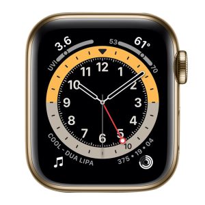 Watch Series 6 Steel Cellular (44mm), Gold, White Sport Band